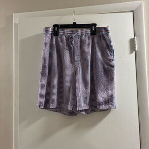 Nautica Sleepwear Red, White & Blue Vertical Stripe Flat Front Shorts